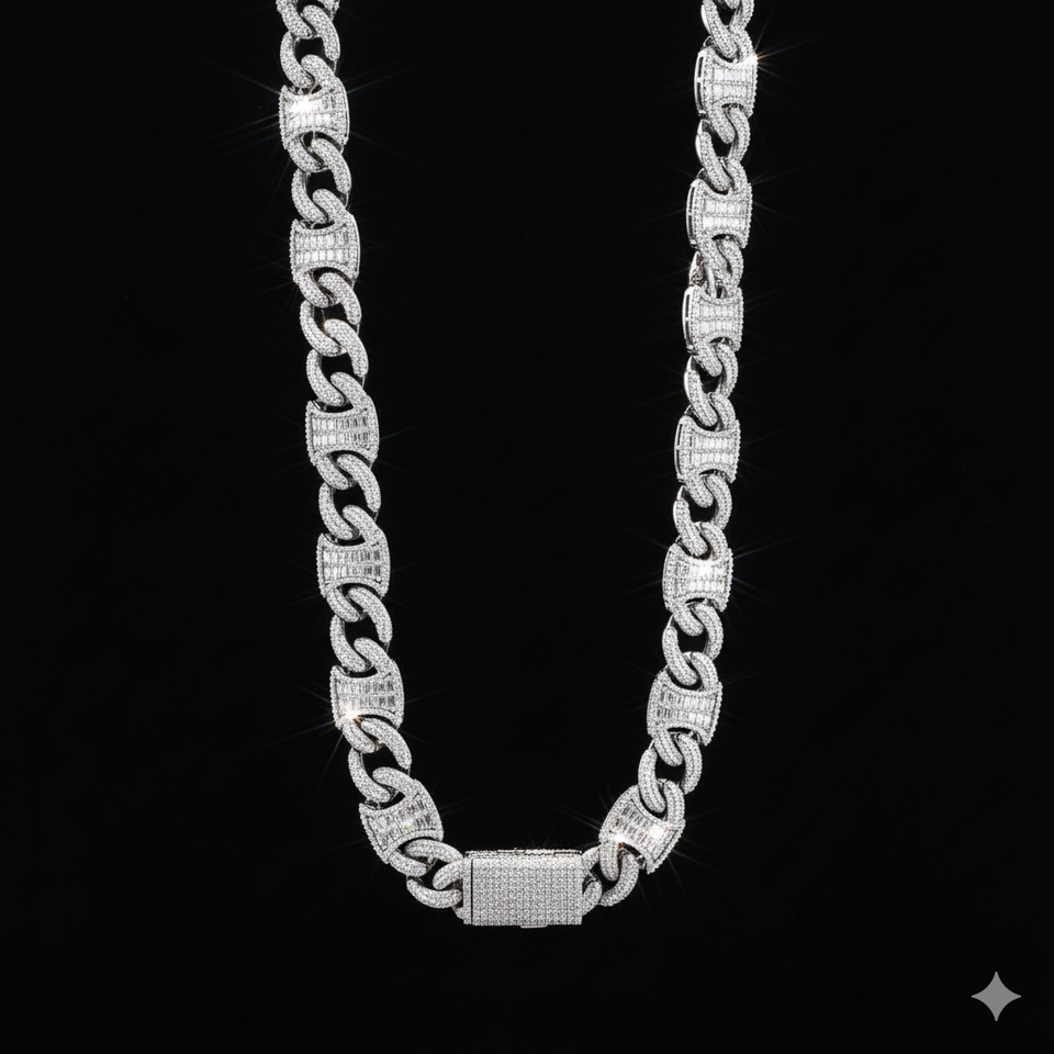 998381 | 925 Silver Moissanite Rhodium Cuban