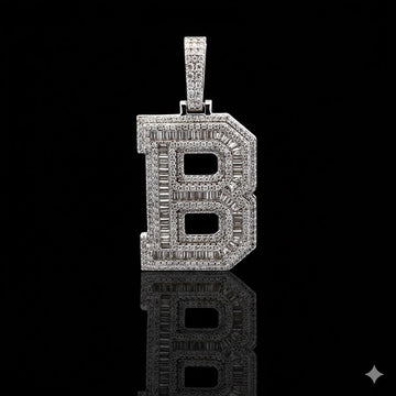 999771 | 3.17ctw VVS/D 925 Moissanite Initial B Rhodium Pendant