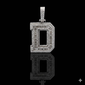 999791 | 2.46ctw VVS/D 925 Moissanite Initial D Rhodium Pendant