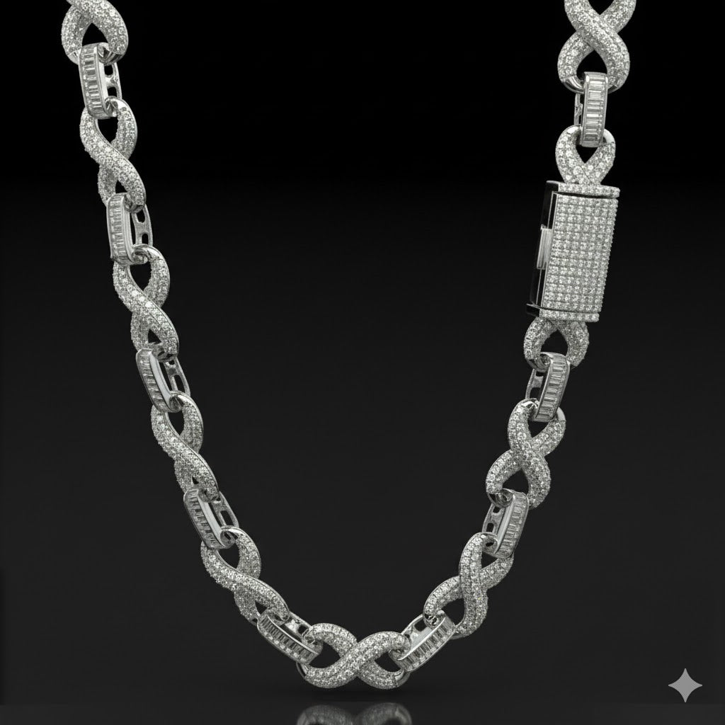 DATHIR 10MM RHODIUM MOISSANITE ICED OUT CHAIN  |  997131