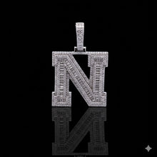 999891 |2.8ctw VVS/D 925 Moissanite Initial N Rhodium Pendant