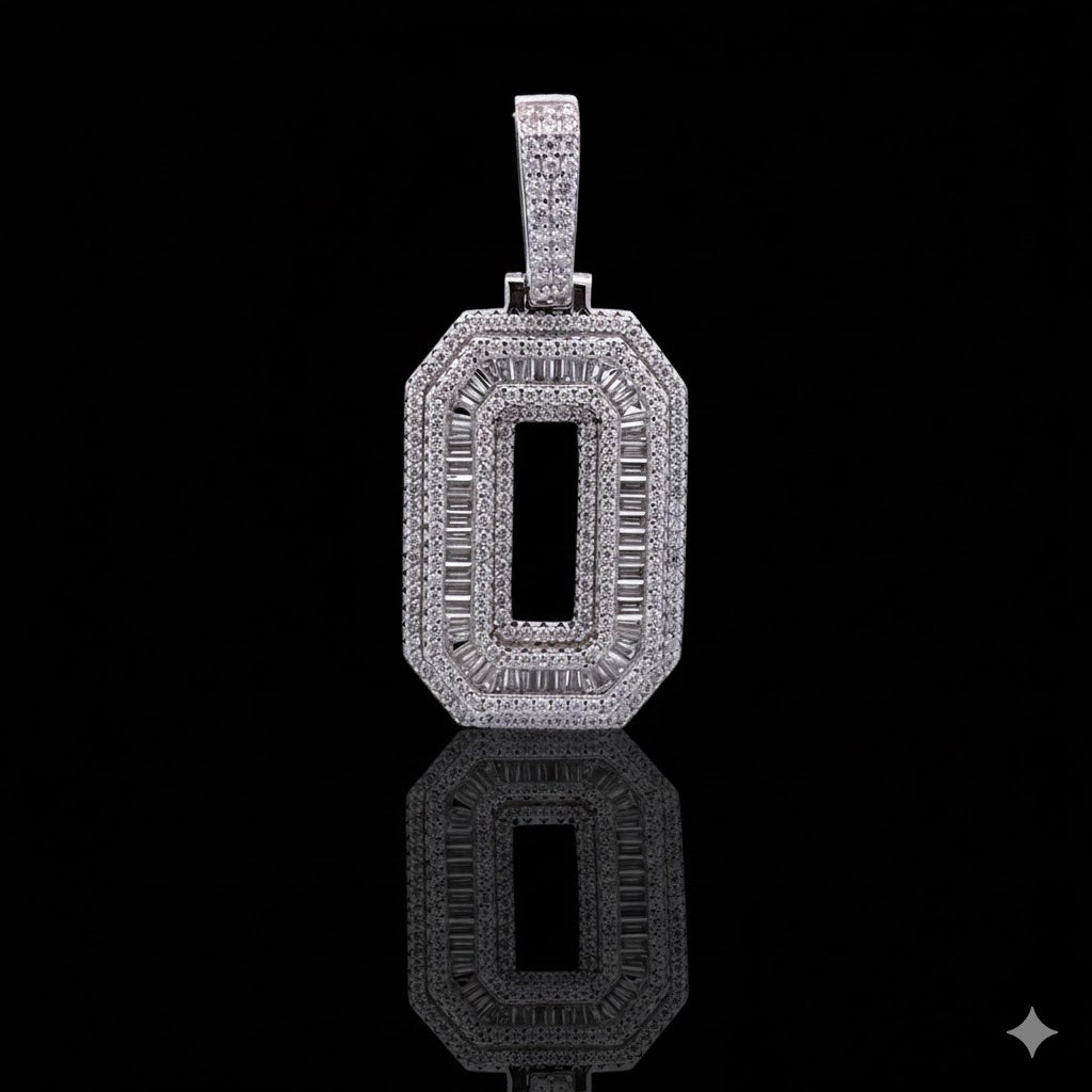 999901 | 2.18ctw VVS/D 925 Moissanite Initial O Rhodium Pendant