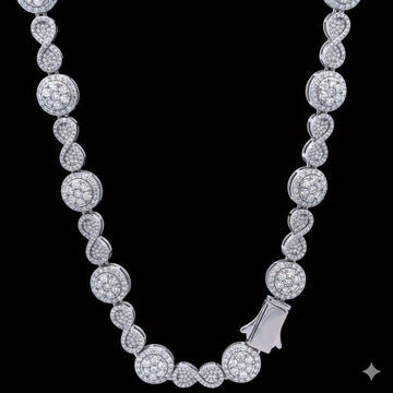 9910581 | 925 Silver Moissanite 10mm Rhodium Chain