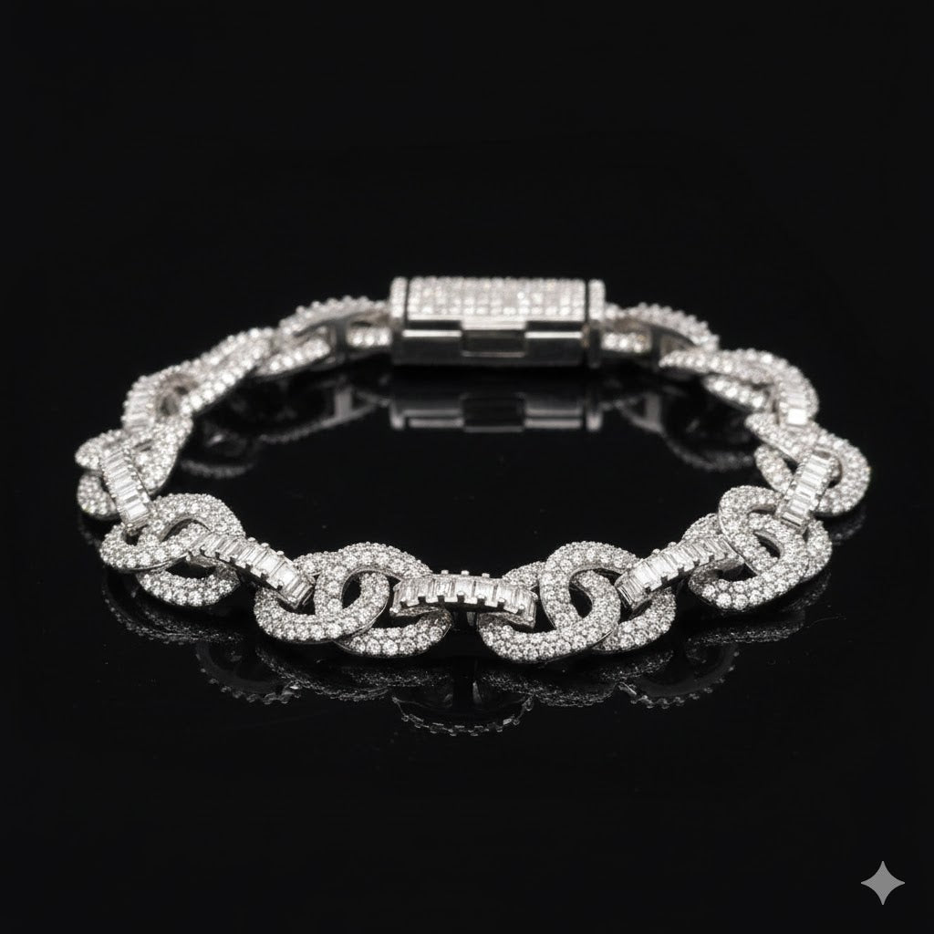 DRAVIK 8.59 CTW 10MM CZ RHODIUM MOISSANTE ICED OUT BRACELET | 998161