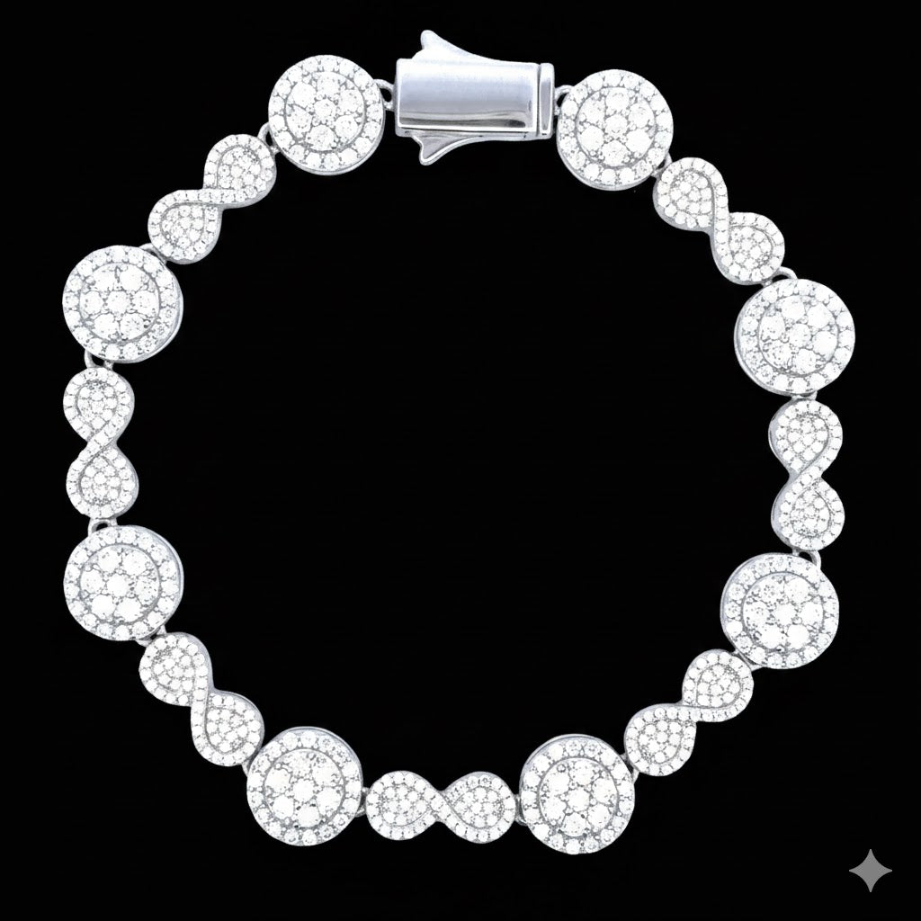 9910591 | 925 Silver Moissanite 10mm Rhodium Bracelet