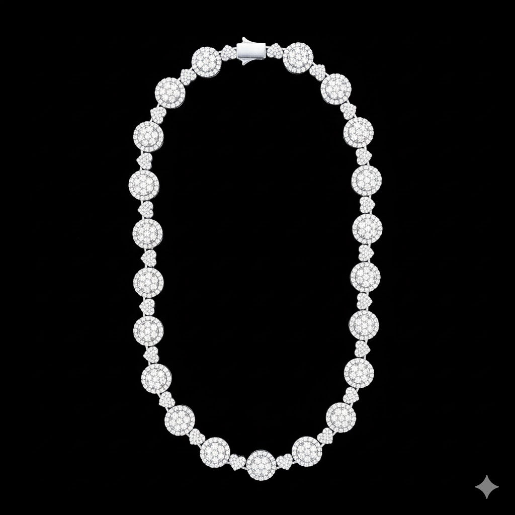 9910601 | 925 Silver Moissanite 10mm Rhodium Chain