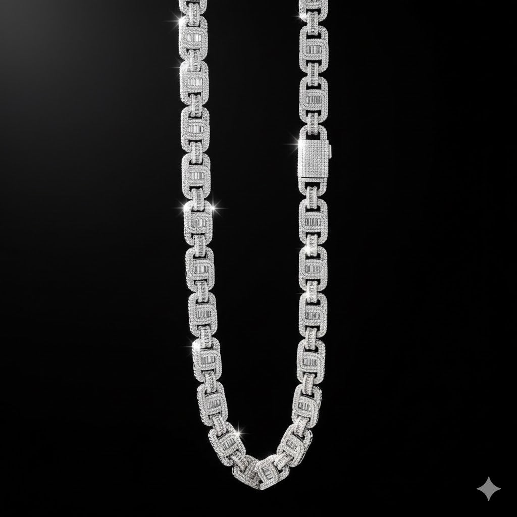 998391 | 925 Silver Moissanite Rhodium Cuban Chain