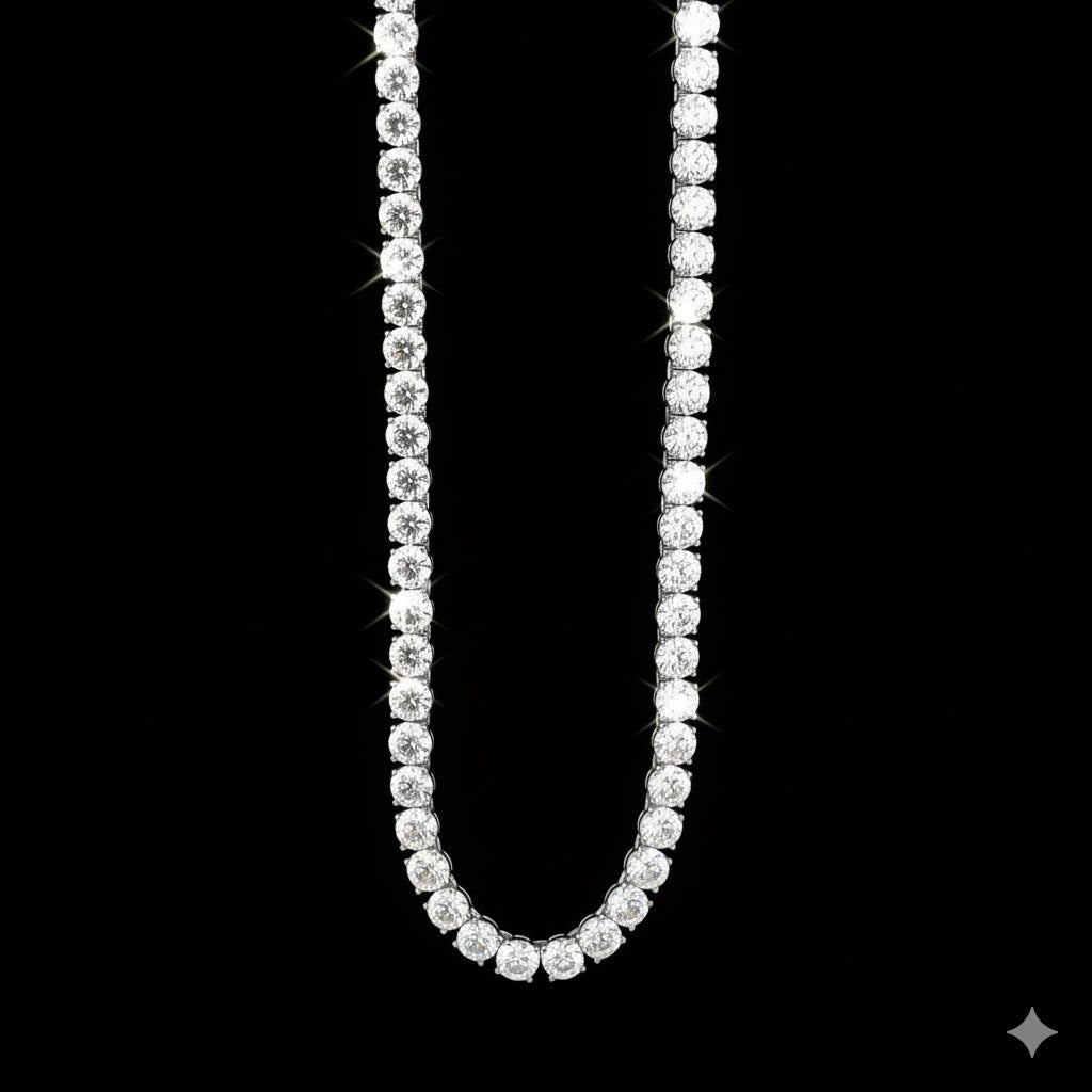 998661 | 925 Silver Moissanite Rhodium Tennis Chain