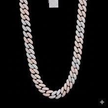 9914320 | 925 Silver Moissanite Two Tone Rhodium Rose Gold Cuban