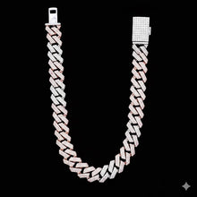 9914220 | 925 Silver Moissanite Two Tone Rhodium Rose Gold Cuban