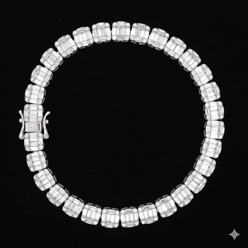 998721 | 925 Silver Moissanite Cuban 7mm Rhodium Bracelet