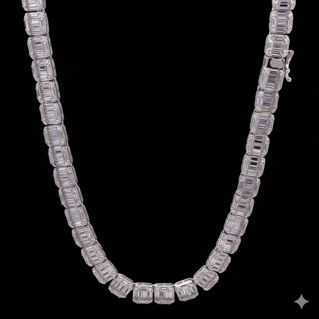 998711 | 925 Silver Moissanite Cuban 7mm Rhodium