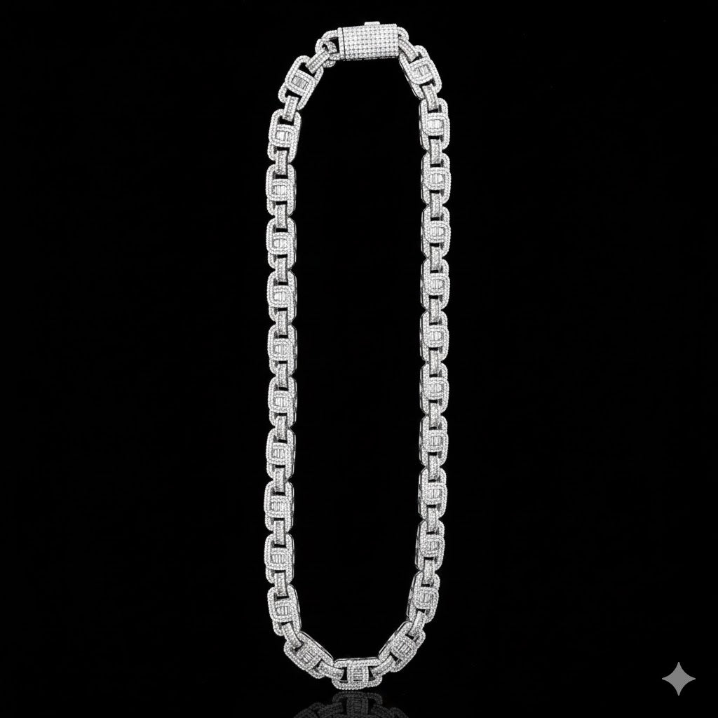 998741 | 925 Silver Moissanite Cuban 10.5mm Rhodium