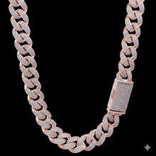 991435 | 925 Silver Moissanite Cuban 12mm Rose Gold Cuban Chain