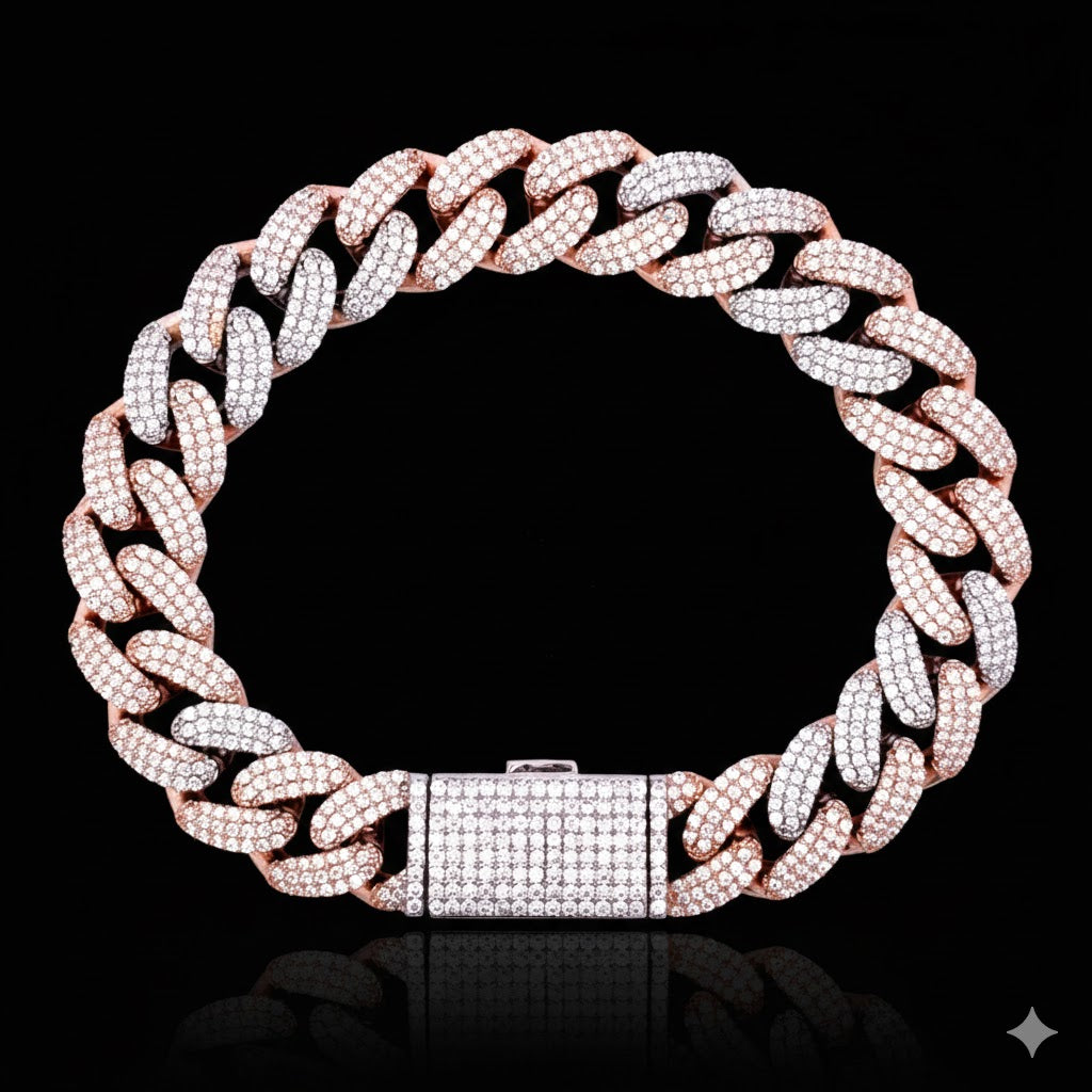 9913920 | 925 Moissanite 3link RP + 3link Rose Bracelet