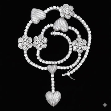 9910641 | 925 Silver Moissanite 4mm Rhodium Chain