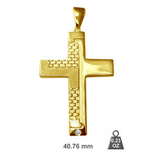 Solitare Stone with dotted designer Cross in 14K Yellow Gold