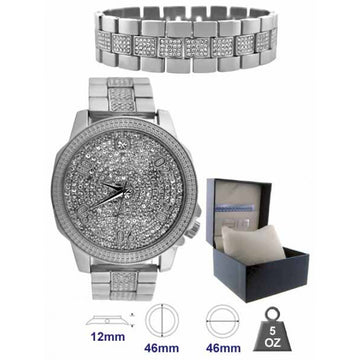 Metal Band Watch and Bracelet Set for Men