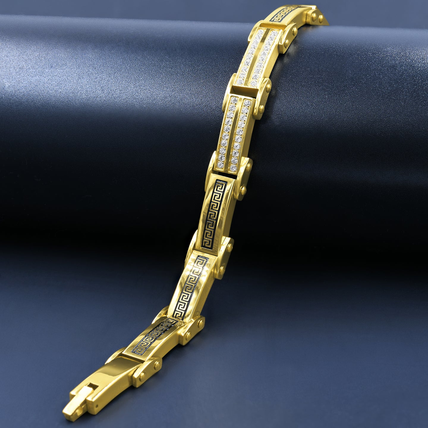 GOLD Greek Key with White CZ Bracelet 931722