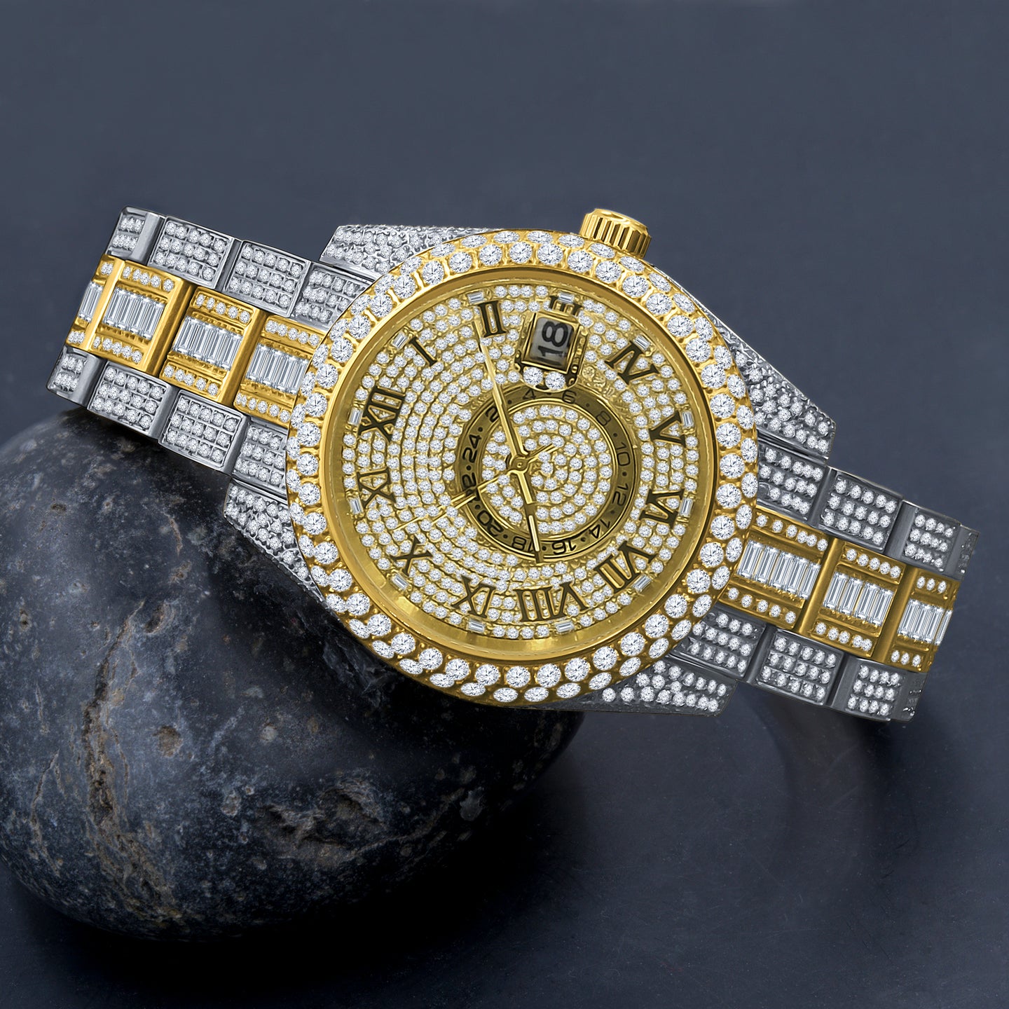 ROYALTY STEEL AUTOMATIC ICED-OUT WATCH | 5306142