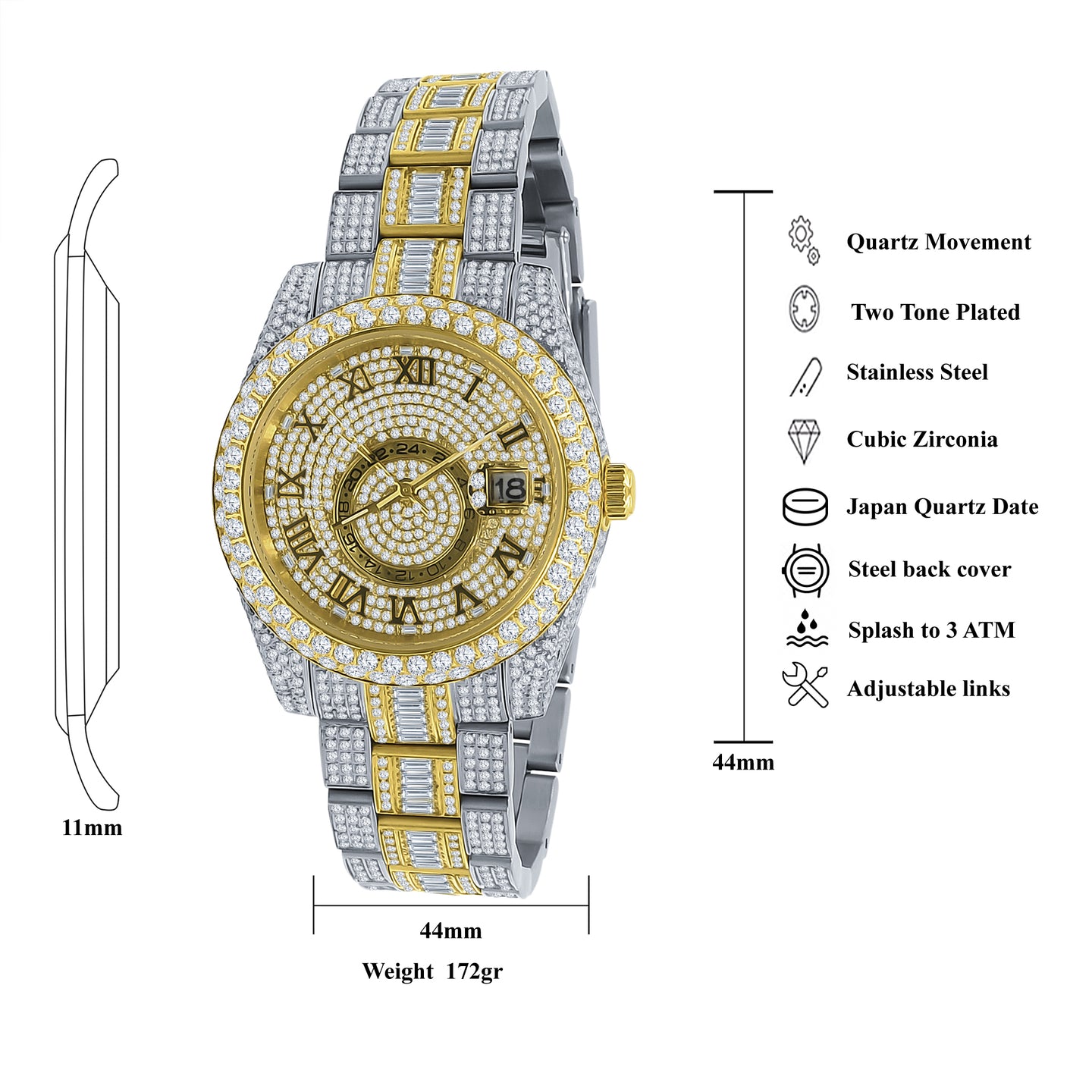 ROYALTY STEEL AUTOMATIC ICED-OUT WATCH | 5306142