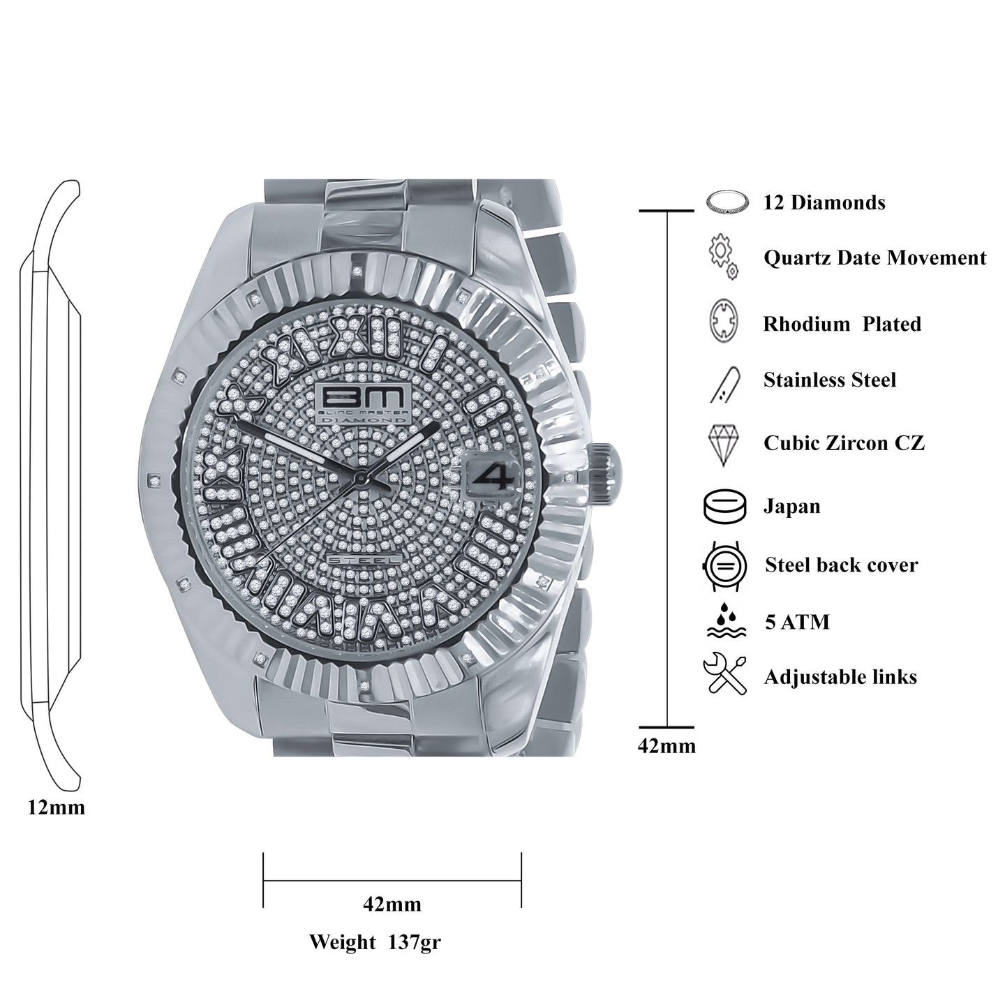 ADMIRALTY 12 DIAMOND STAINLESS STEEL WATCH | 530411