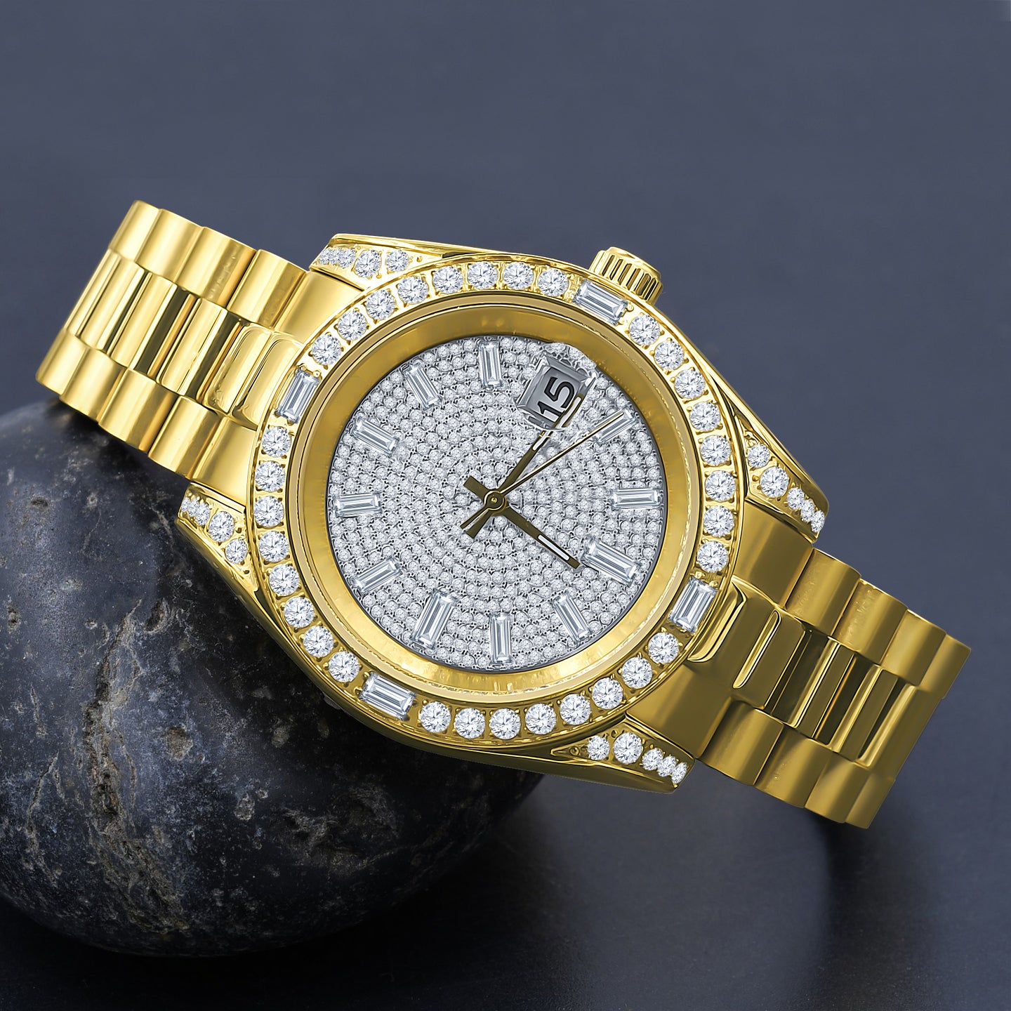 MAJESTY STEEL CZ HIP HOP WATCH  | 5304829