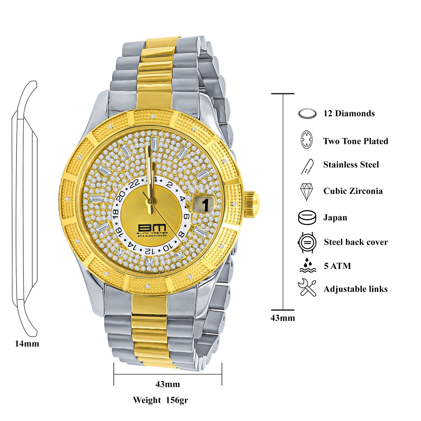 NIGHT EAGLE 12 DIAMOND STAINLESS STEEL WATCH | 5304242