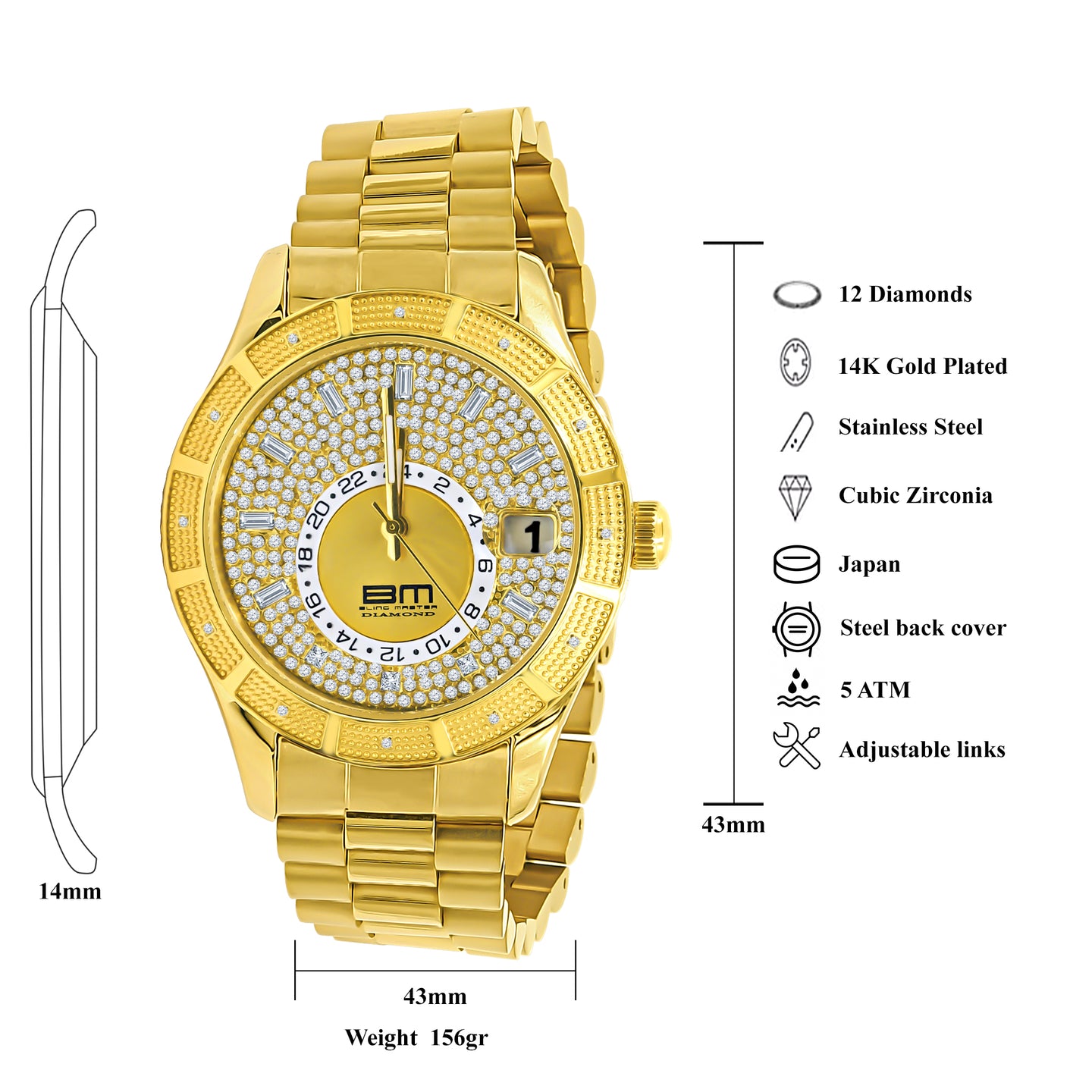 NIGHT 12 DIAMOND STAINLESS STEEL WATCH | 530422