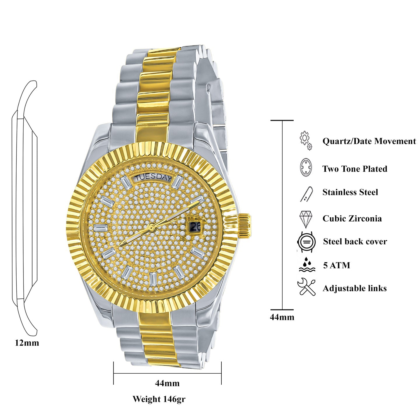 ARISTOCRATIC STEEL AUTOMATIC CZ WATCH | 5628542