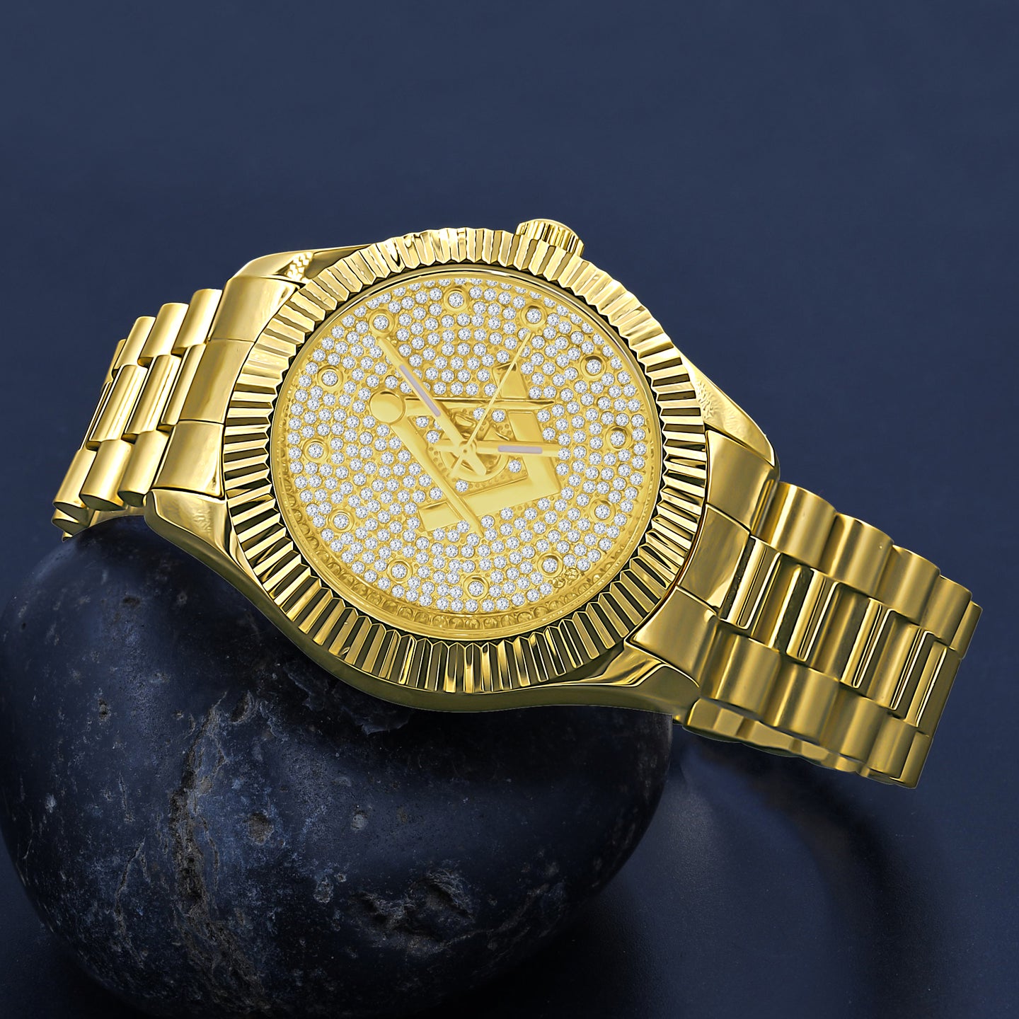 ARIES MASONIC ICED OUT HIP HOP METAL WATCH | 562992