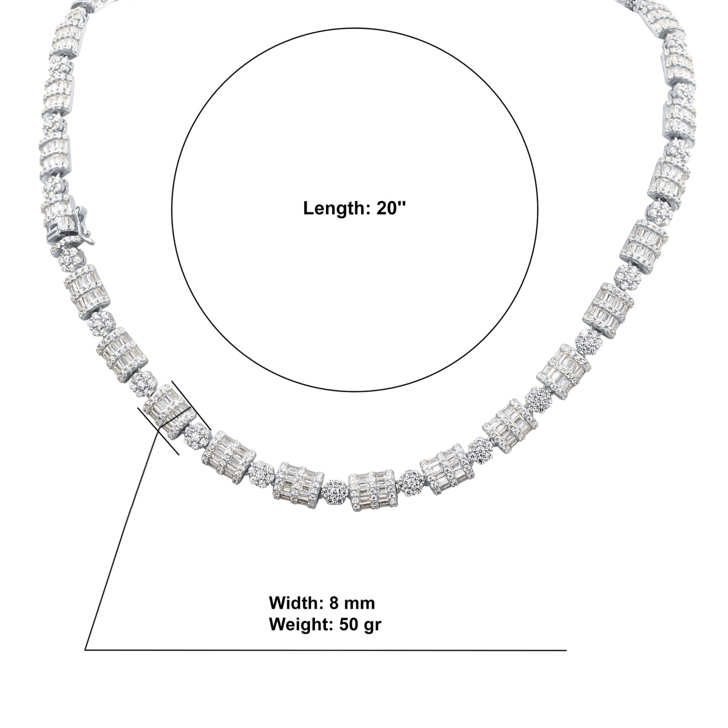LUXURIA SILVER ICED OUT CZ 8MM CHAIN I 9219241