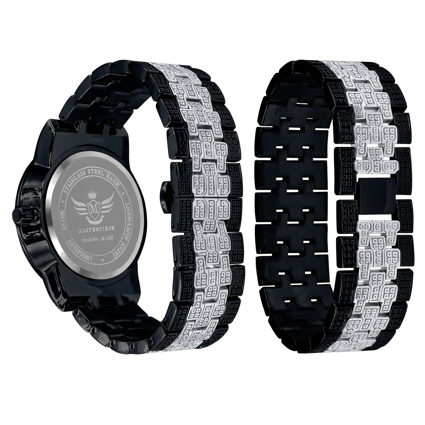 CANDIDUS PRINCESS CUT ICED OUT WATCH & BRACELET SET I 530723