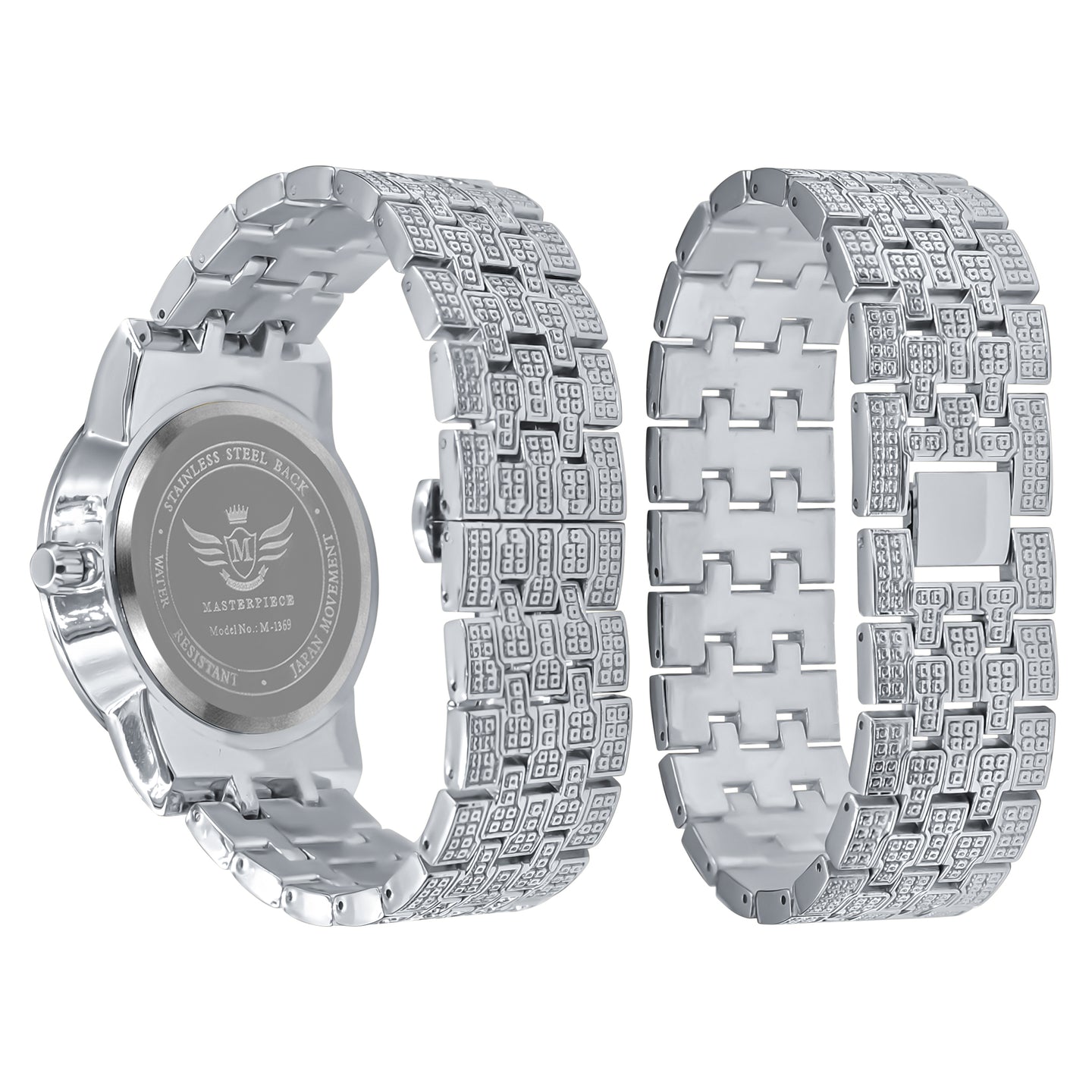 CANDIDUS PRINCESS CUT ICED OUT WATCH & BRACELET SET I 530721