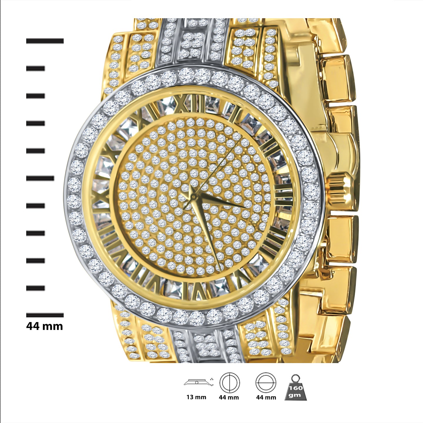 CANDIDUS PRINCESS CUT ICED OUT WATCH & BRACELET SET I 5307242