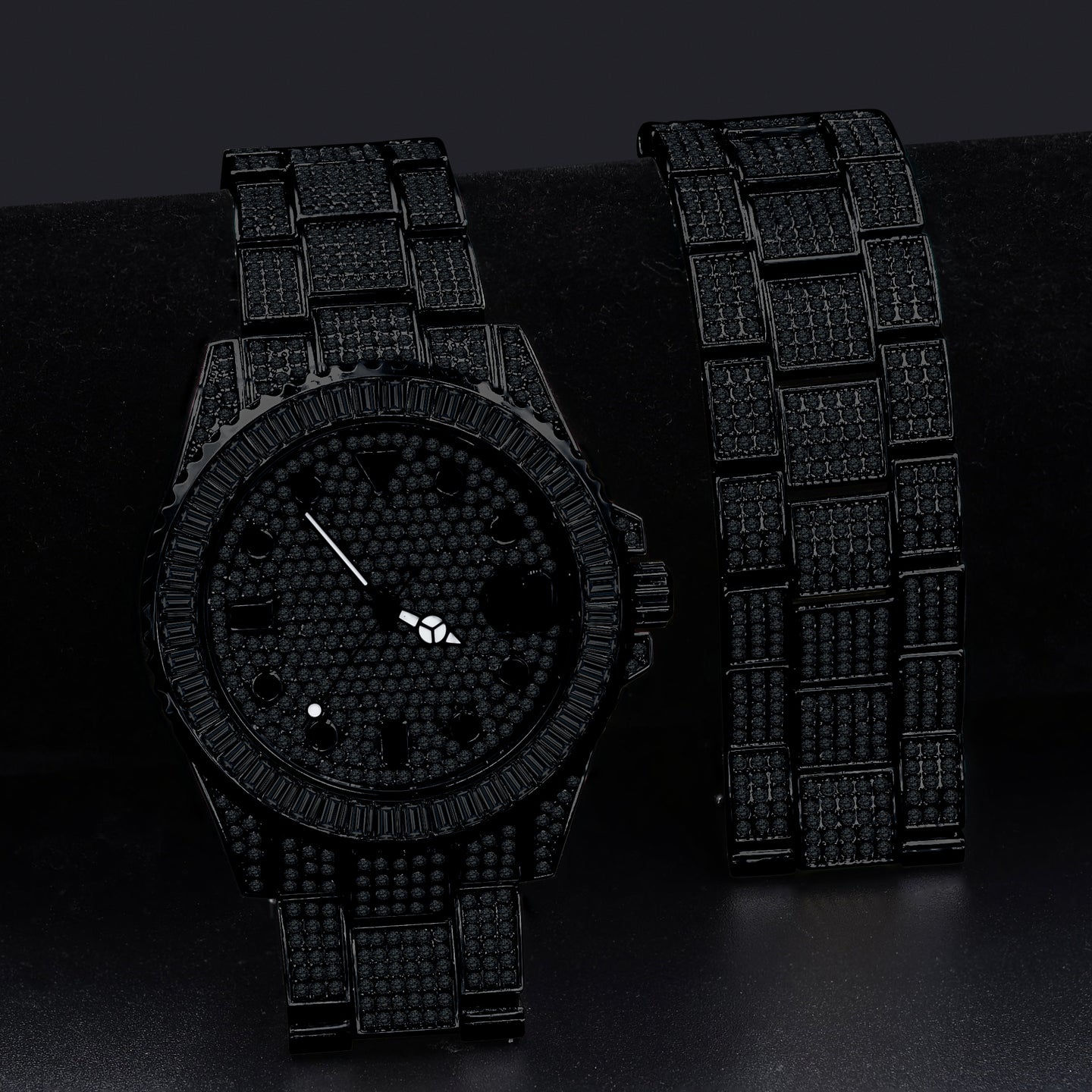 INTERSTELLAR DIVERS BEZEL ICED OUT WATCH & BRACELET SET | 530583