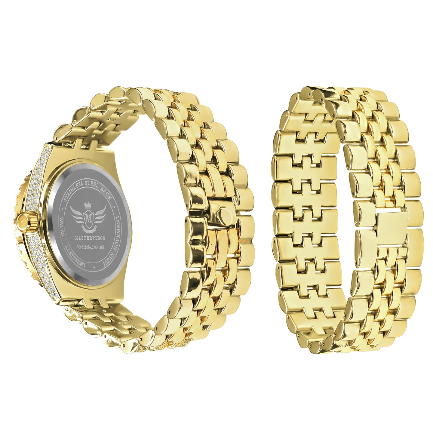 PURPUREUS 5-LINK ICED OUT WATCH & BRACELET SET I 530702