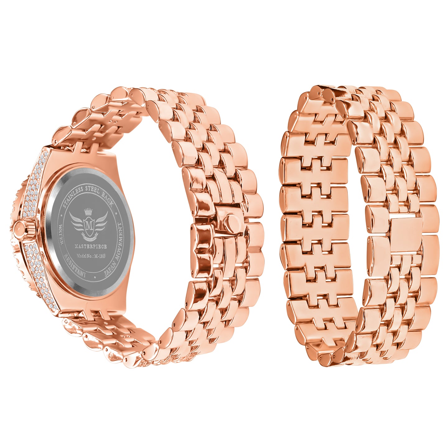 PURPUREUS 5-LINK ICED OUT WATCH & BRACELET SET I 530705