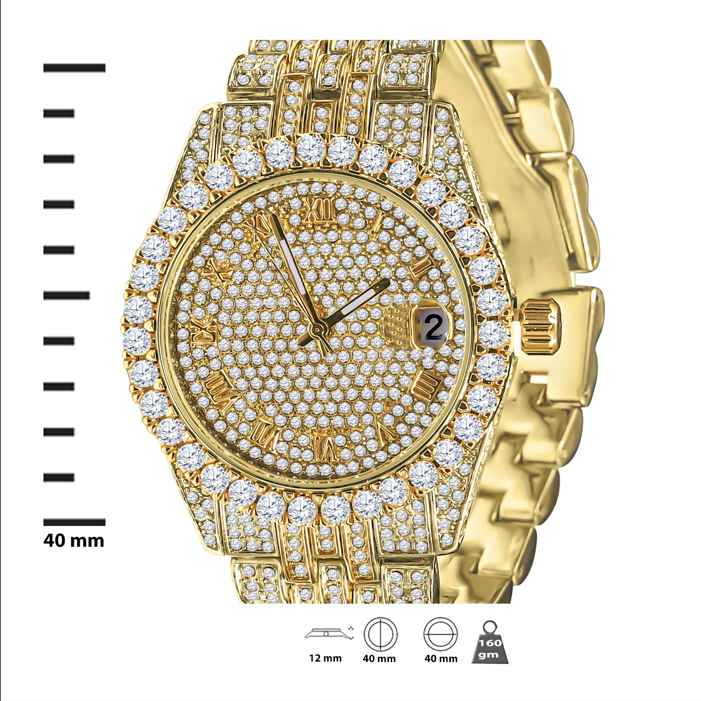 PURPUREUS 5-LINK ICED OUT WATCH & BRACELET SET I 530702