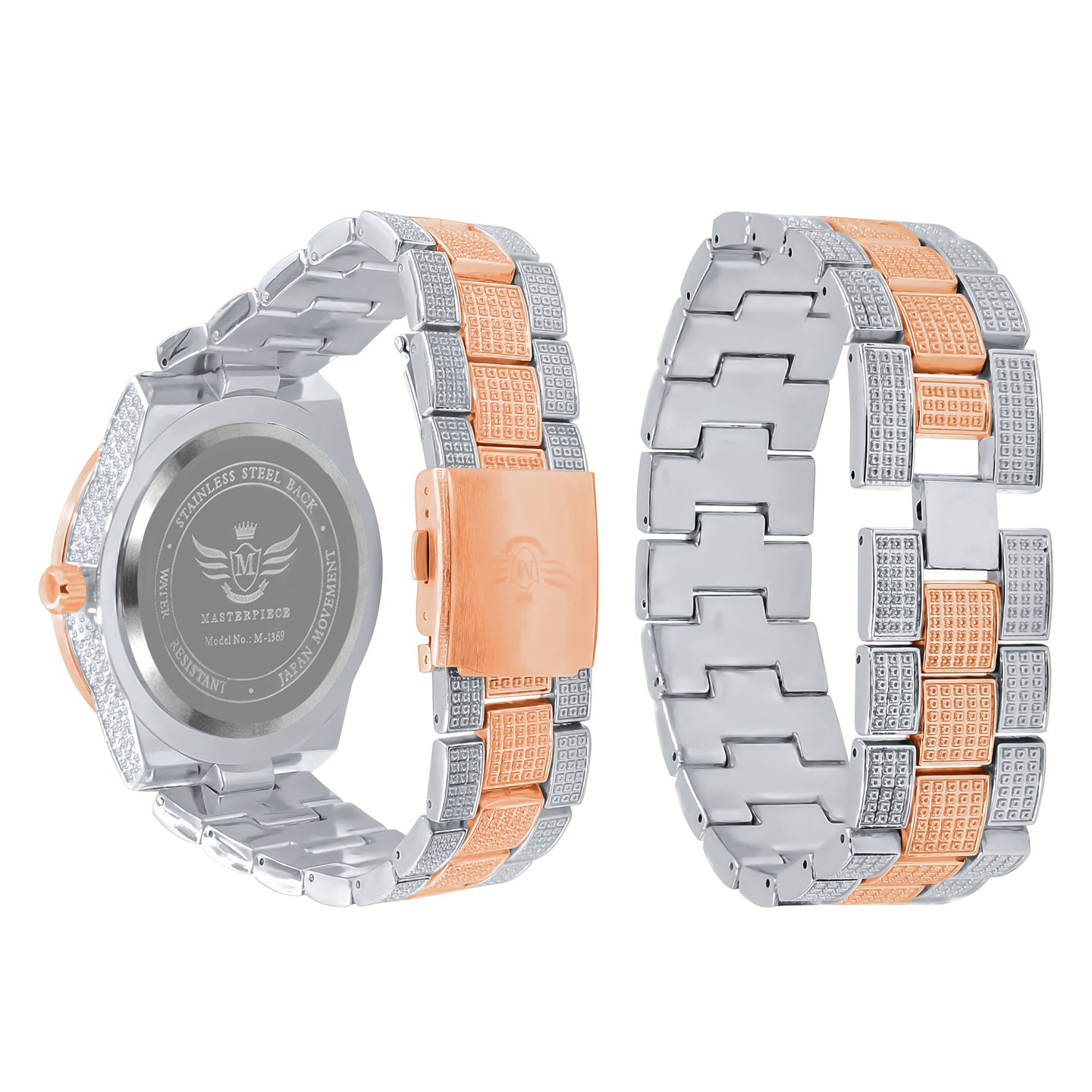 OYSTER BAGUETTE BEZEL ICED OUT WATCH & BRACELET SET | 5307518