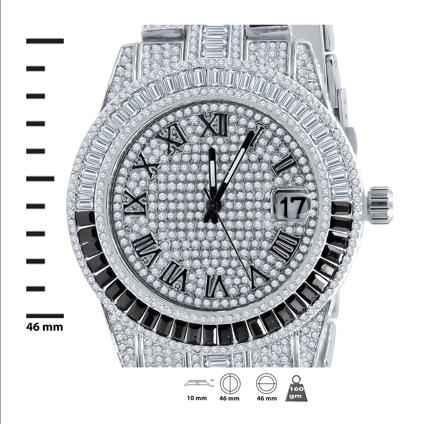 OYSTER BAGUETTE BEZEL ICED OUT WATCH & BRACELET SET | 530757