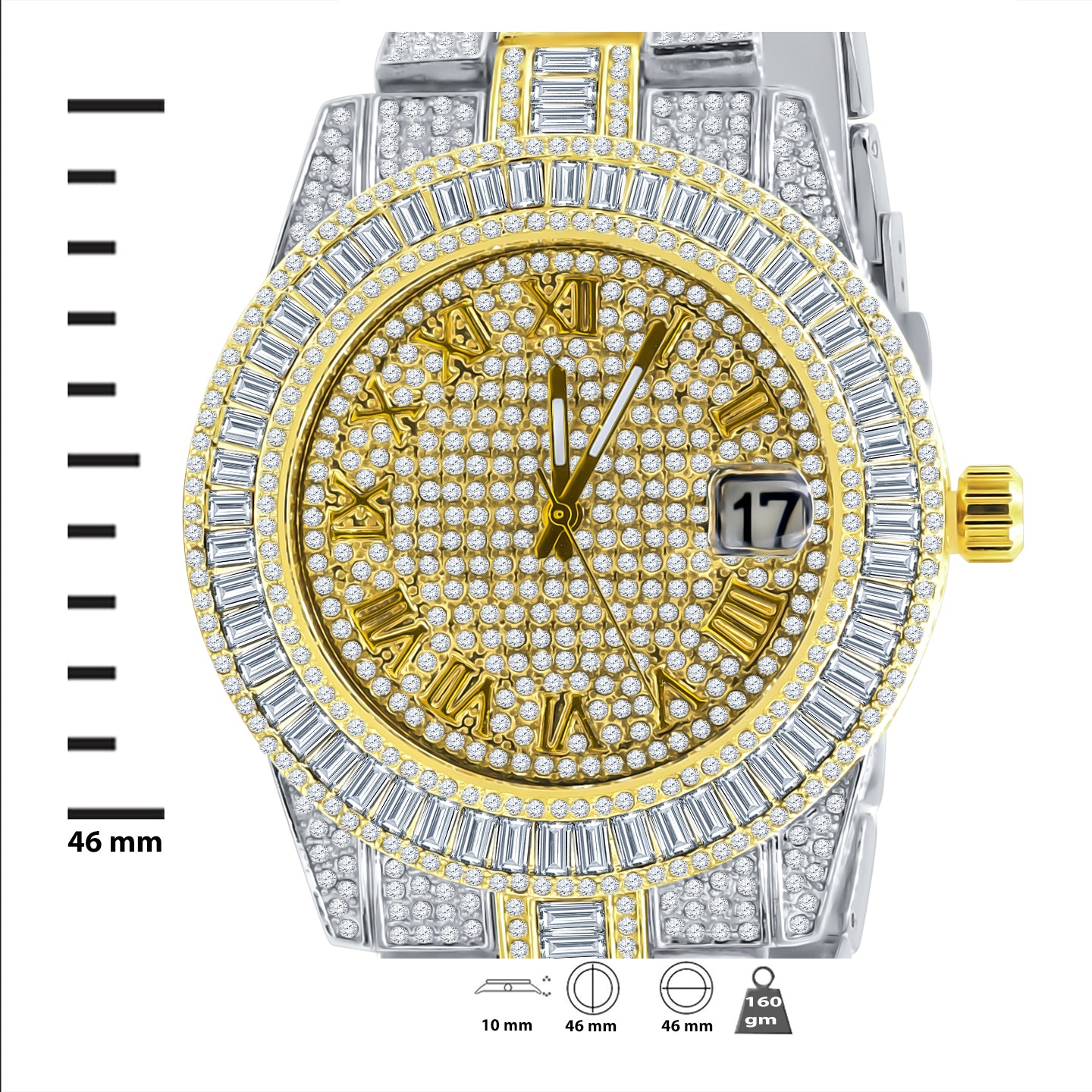 OYSTER BAGUETTE BEZEL ICED OUT WATCH & BRACELET SET| 5307542