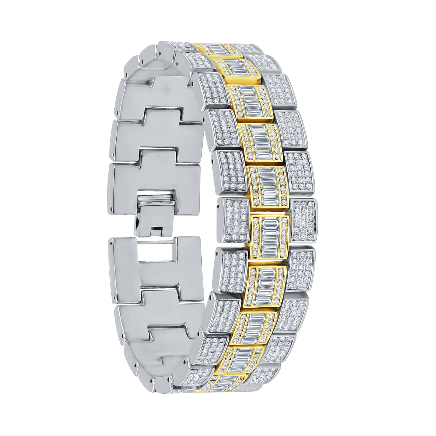 OYSTER BAGUETTE BEZEL ICED OUT WATCH & BRACELET SET| 5307542