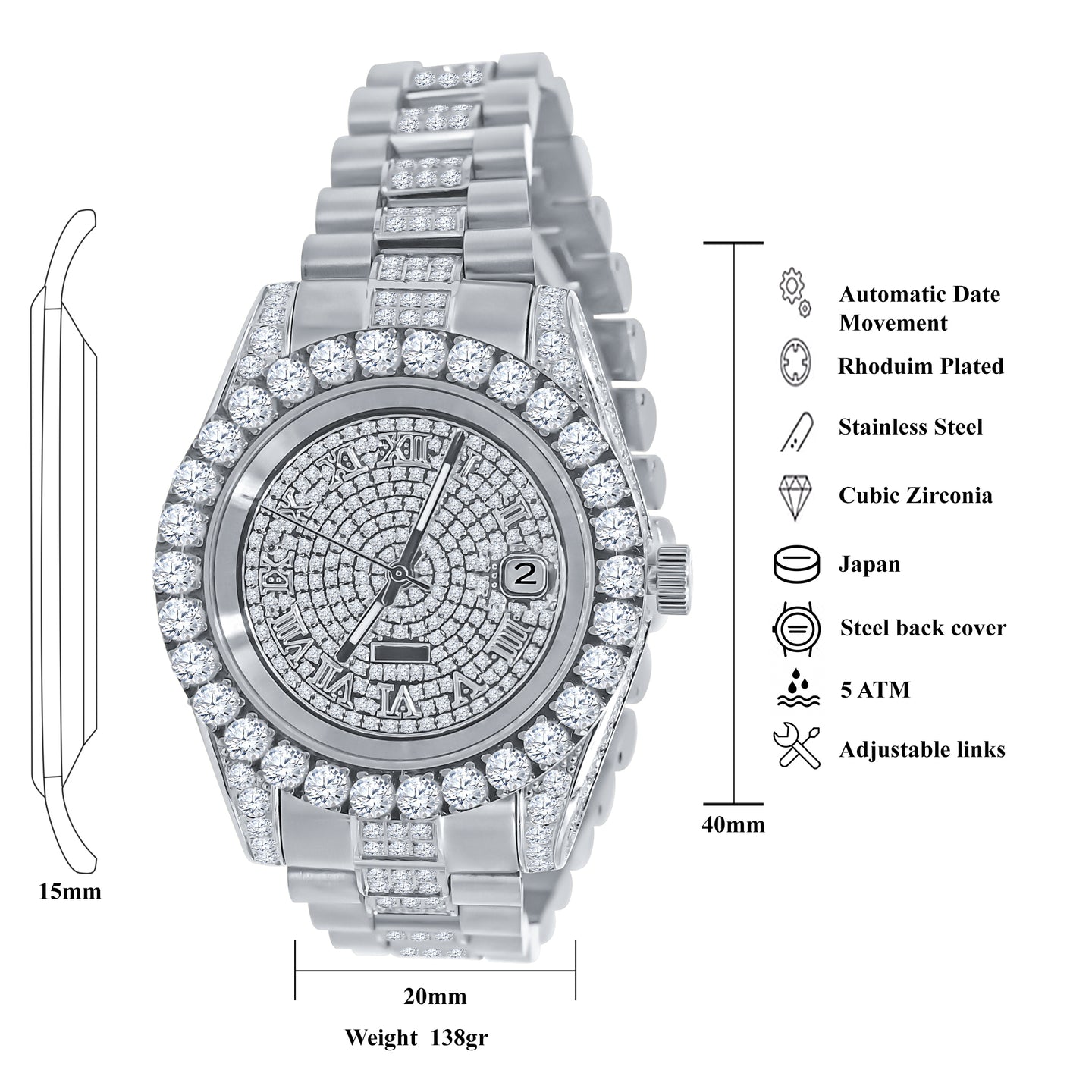 MONARCH STEEL WATCH CZ I 530311