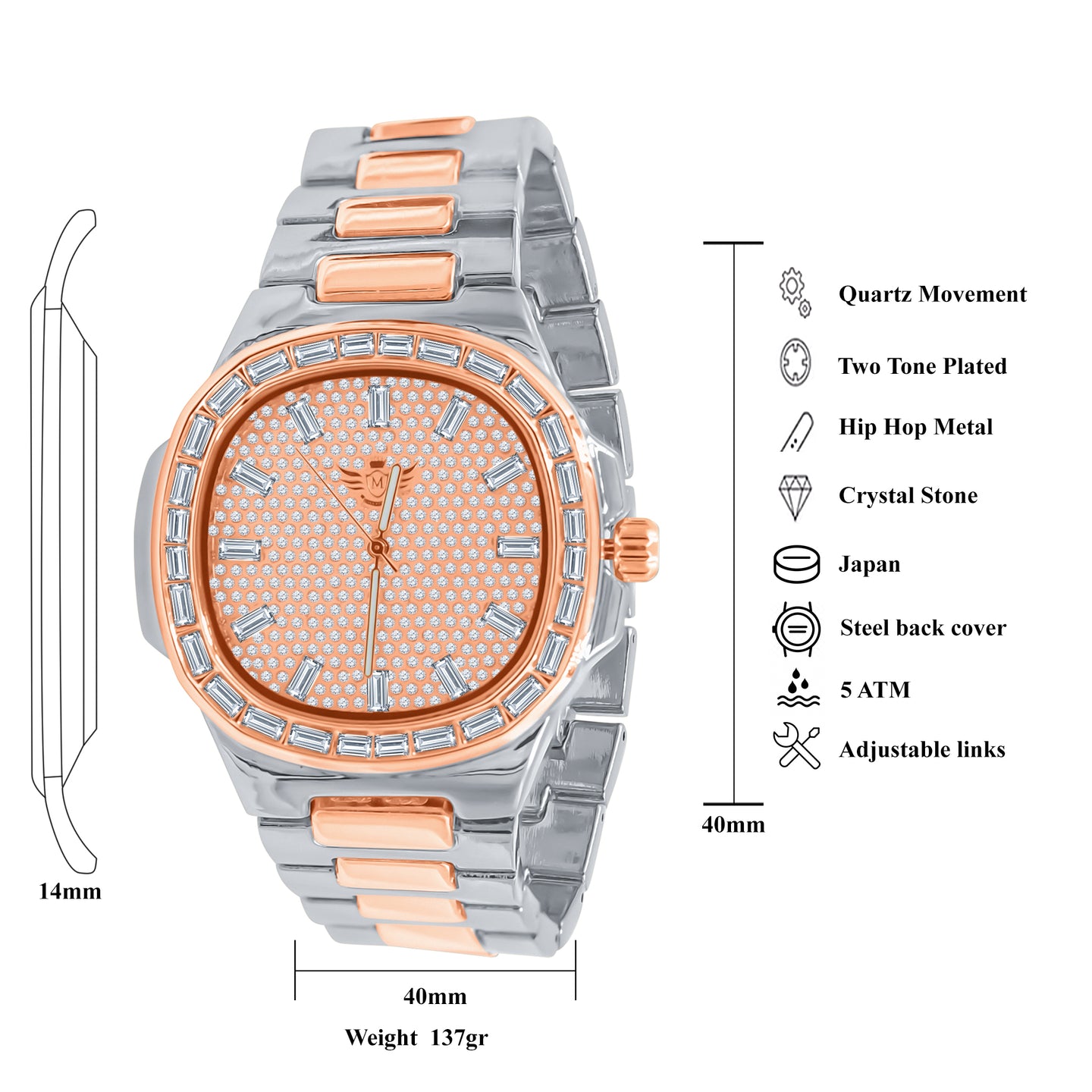 MIRABILIS HIP HOP METAL WATCH CRYSTAL I 5631418