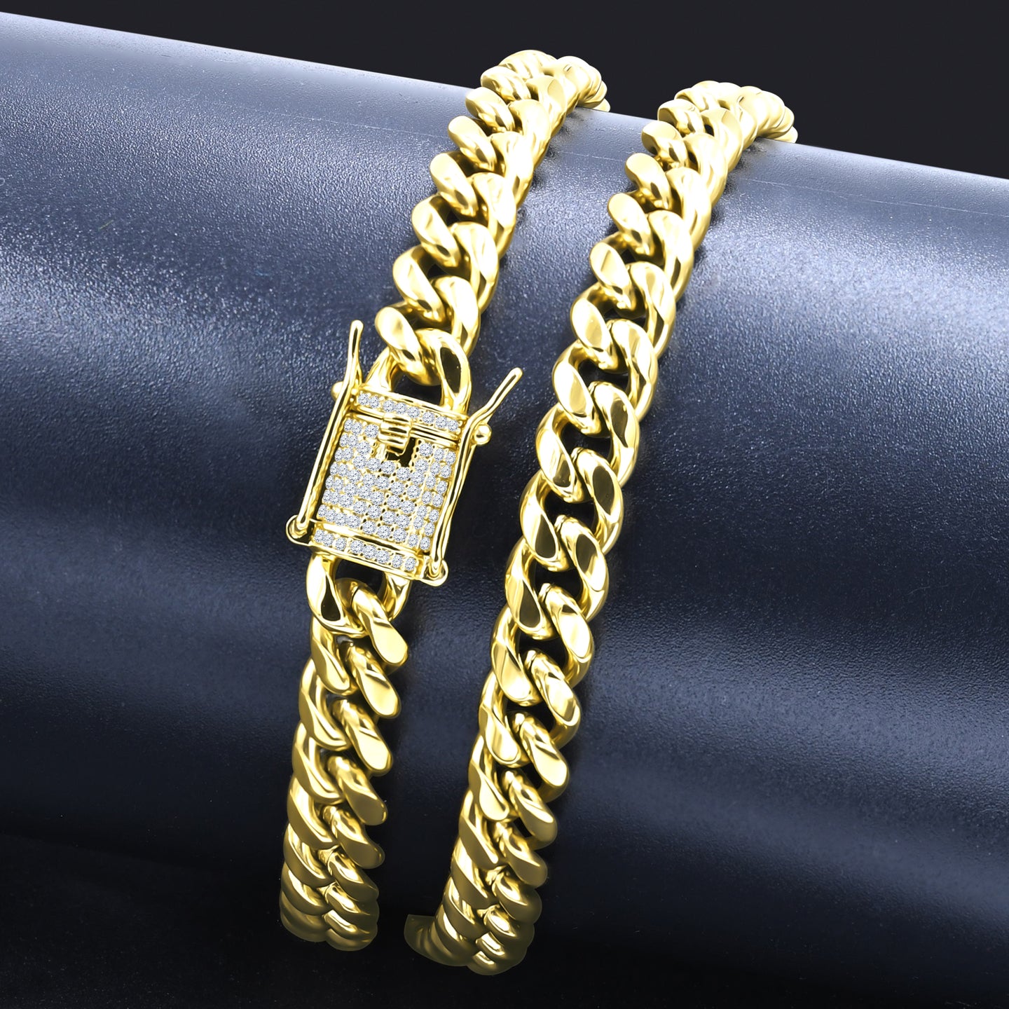 NERYZ 8MM 20" GOLD CUBAN ICED OUT CHAIN I 950742