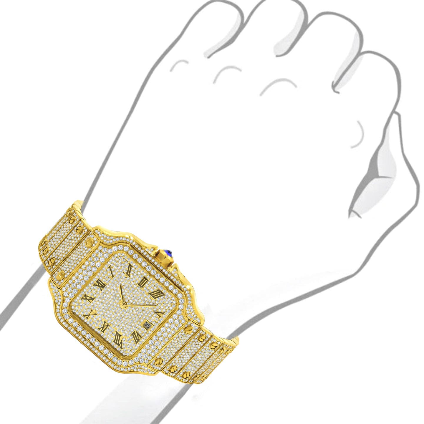 PRAEMIUM MOISSANITE DIAMOND STEEL WATCH | 590032