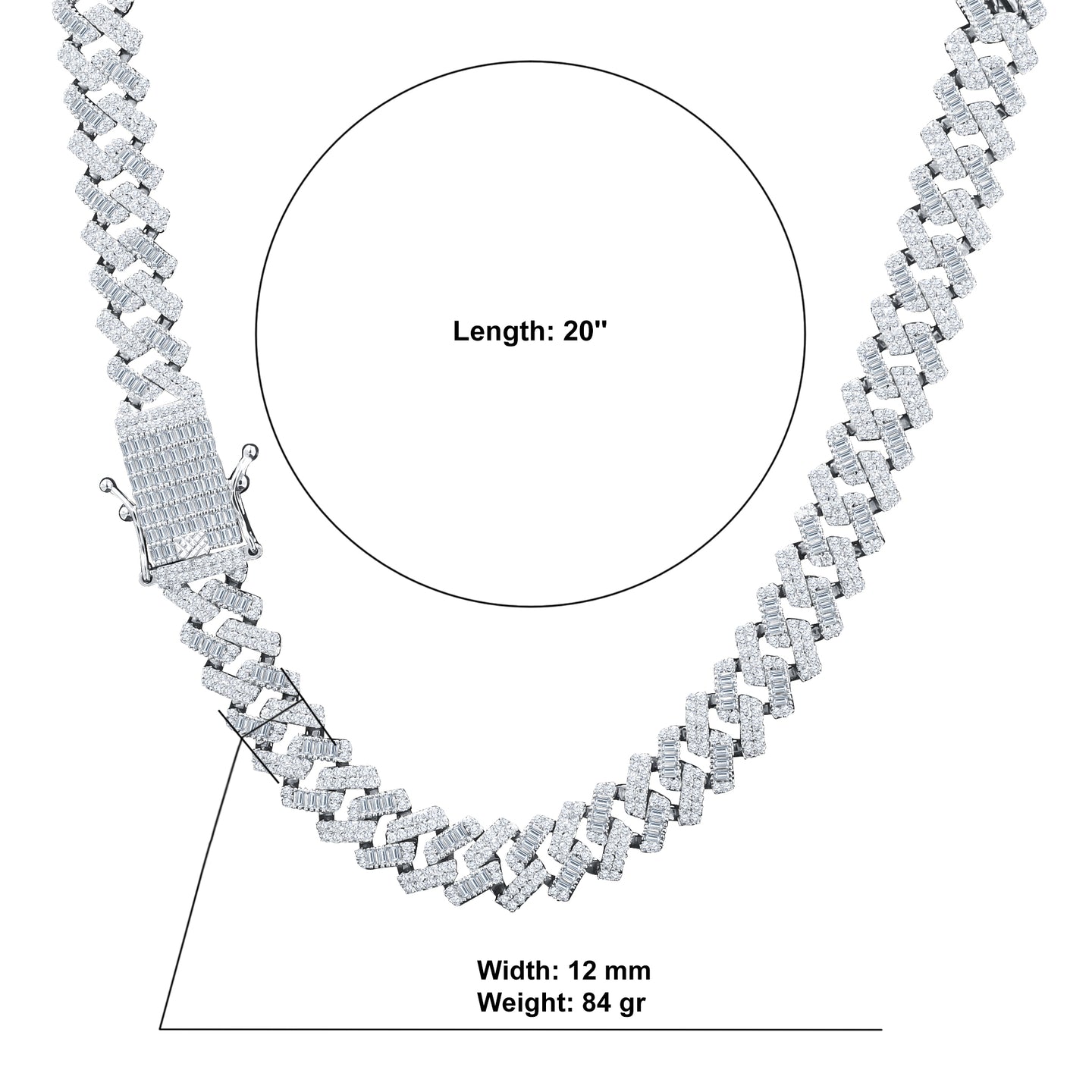 RIME STERLING SILVER 12MM CZ CHAIN I 9220851