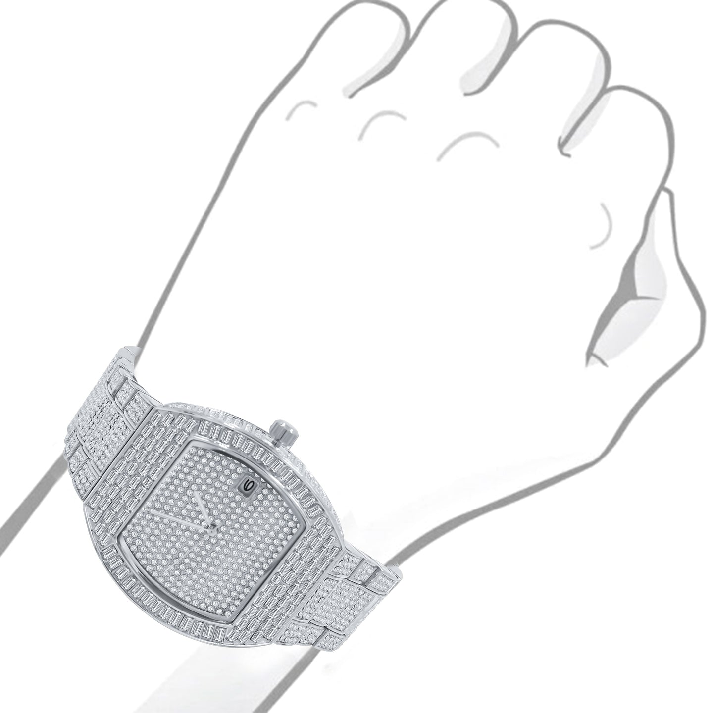 BOOGIE HIP HOP METAL WATCH CLEAR STONE I 563171