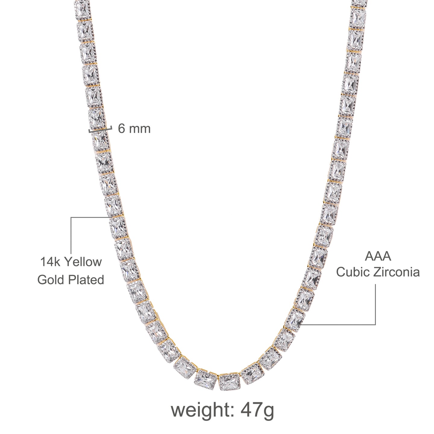 SHOWY 6MM SQUARE TENNIS CHAIN | 962202